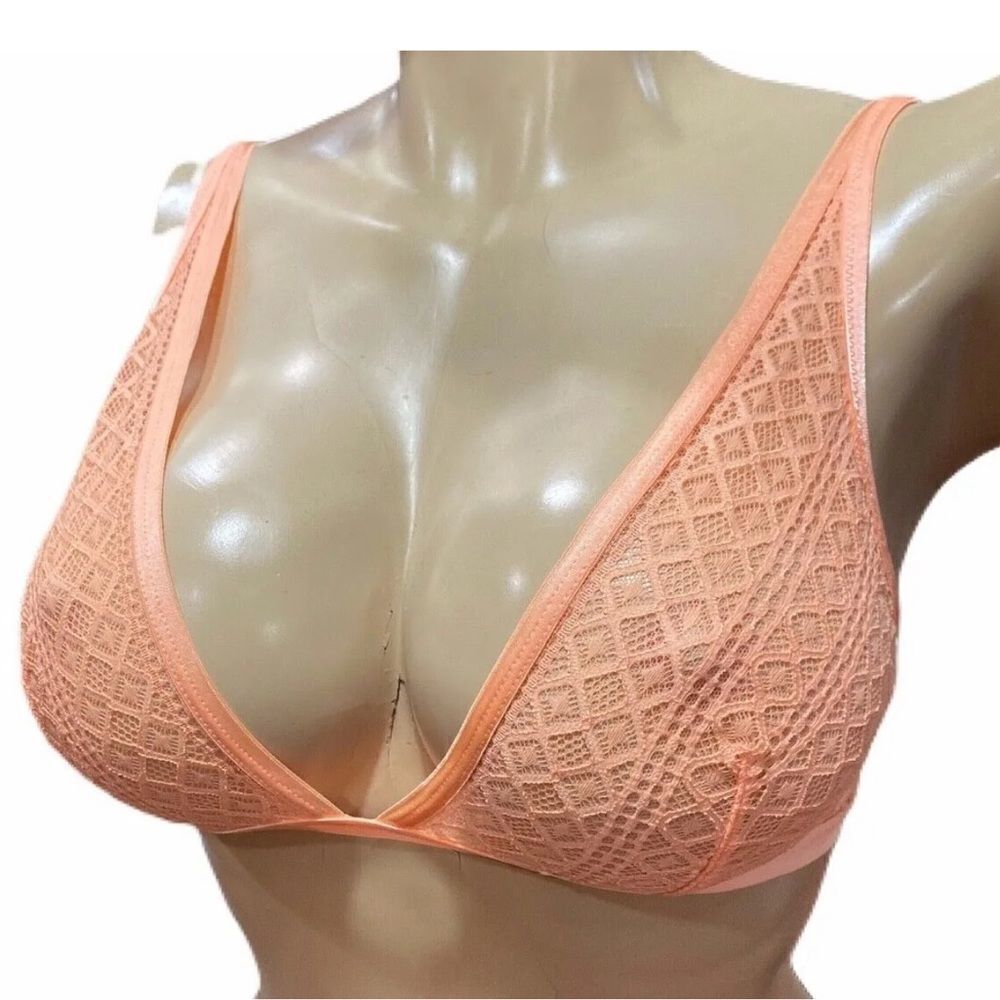 Victoria’s Secret Sexy Sheer Lace bralette bra light orange Large